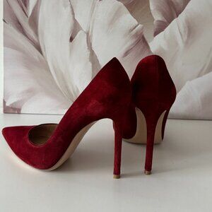 Gianvito Rossi red suede pumps Granate red color